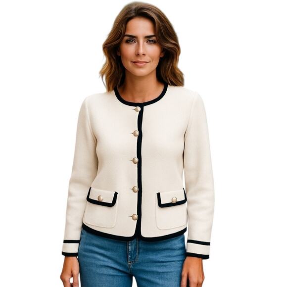 GOELIA Women's Off-White Button Front Cardigan - Size 10 NWT - Picture 1 of 8